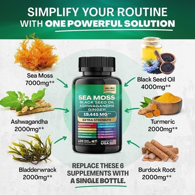 Private Label OEM Hot Sale Himalayan Sea Moss Capsules Sea Moss Capsules