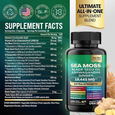 Private Label OEM Hot Sale Himalayan Sea Moss Capsules Sea Moss Capsules
