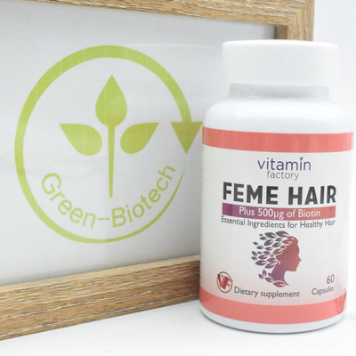 OEM ODM Feme Hair Vitamin HACCP 60 Capsules Per Bottle For Hair Growth