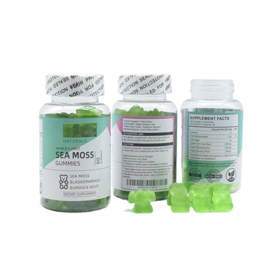 Private Label Vegan Sea Moss Gummies 1000mg Bladderwrack Green Biotech